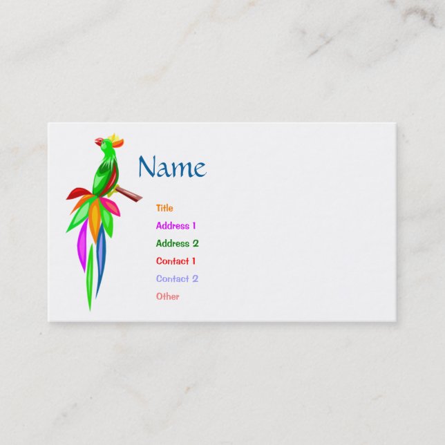 Colorful Parrot Business Card (Front)