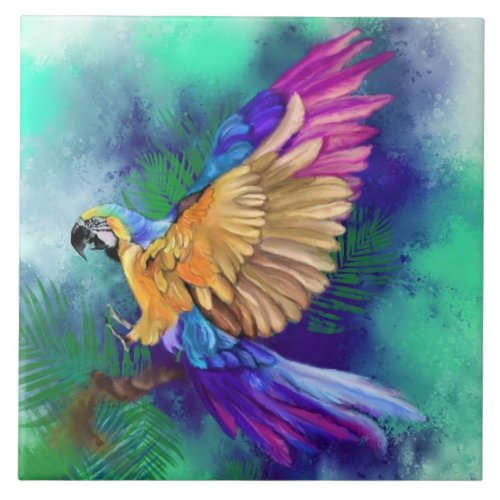 Colorful Parrot Ceramic Tile