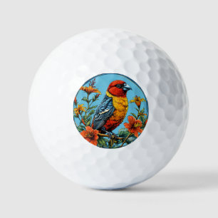 Colorful Parrot crossbill Bird Golf Balls