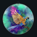 Colorful Parrot Dart Board<br><div class="desc">Dartboards with Beautiful Colorful Parrot - MIGNED Painting Design</div>