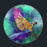 Colorful Parrot Dart Board<br><div class="desc">Dartboards with Beautiful Colorful Parrot - MIGNED Painting Design</div>
