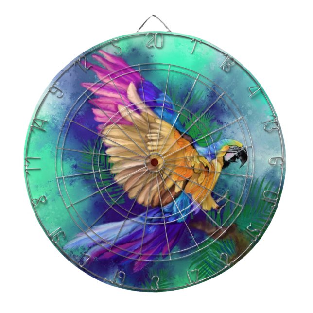 Colorful Parrot Dart Board (Front)