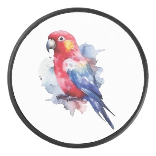 Colorful parrot design hockey puck