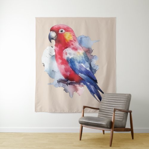 Colorful parrot design tapestry