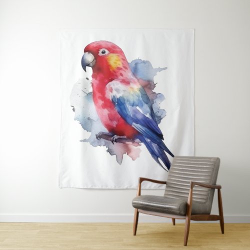 Colorful parrot design tapestry