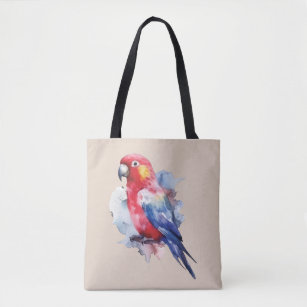 Colorful parrot design tote bag