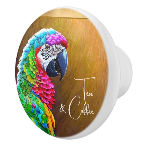 Colorful parrot faux_golden strip custom ceramic knob