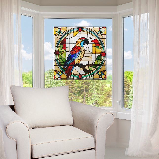 Colorful Parrot Faux Stained Glass Window Cling (Creator Uploaded)