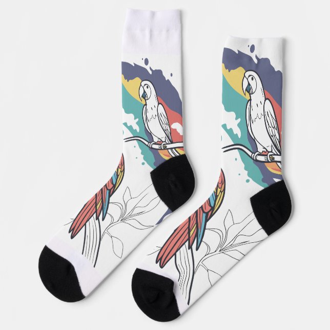 Colorful Parrot Graphic Socks (Left)