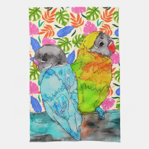 Colorful Parrot Love Birds Kitchen Towel