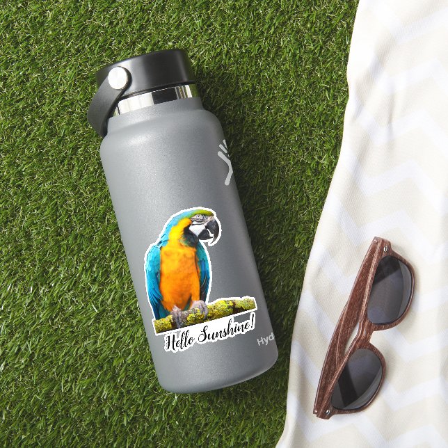 Colorful Parrot on Lichen Branch Photo Custom Sticker (HydroFlask Insitu)