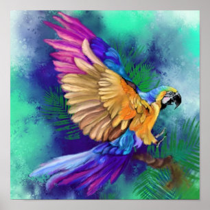 Colorful Parrot Poster Watercolor