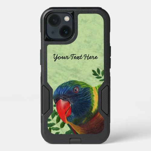 Colorful Parrot Red Beak in Green Leaves iPhone 13 Case