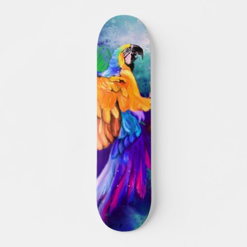 Colorful Parrot Skateboard _ Painting