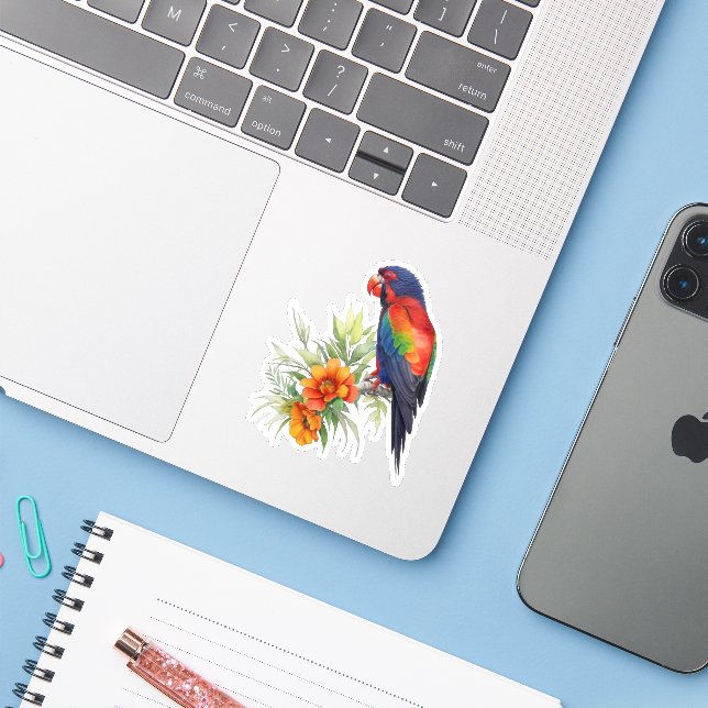 Colorful Parrot Sticker (Laptop w/ iPhone)
