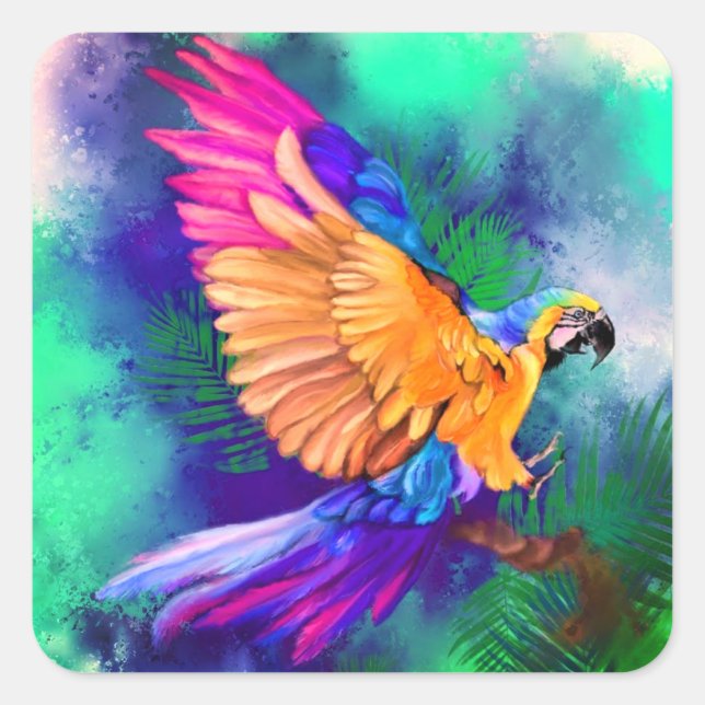 Colorful Parrot Sticker - Painting (Front)