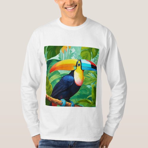 Colorful Parrot T_Shirt _ Vibrant  Stylish Bird