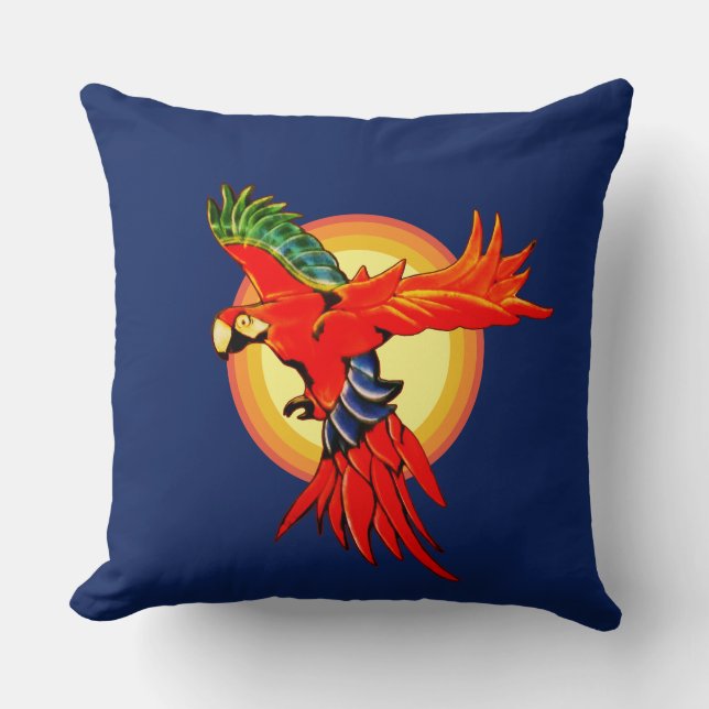 Colorful Parrot Throw Pillow (Front)