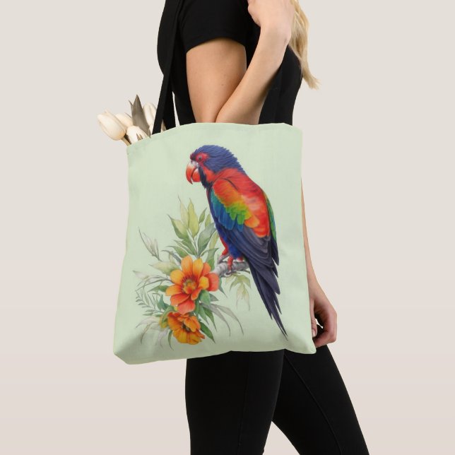 Colorful Parrot Tote Bag (Close Up)