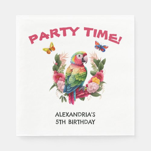 Colorful Parrot Tropical Childs Birthday Party  Napkins