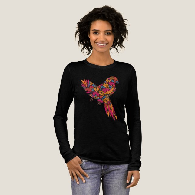 "Colorful Parrot – Tropical Vibes Tee" Tri-Blend Shirt (Full Front)