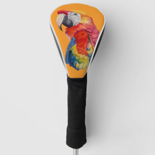 Colorful Parrot Watercolor Illustration Golf Head Cover