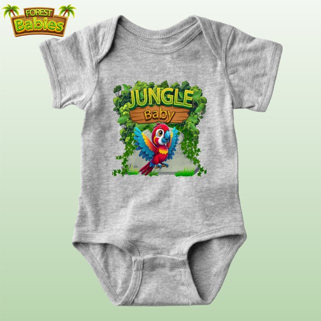 Colorful Parrot, Wild Bird, Whimsical Macaw Fun 🦜 Baby Bodysuit (Colorful Parrot Cartoon Graphic, Wild Bird Illustration, Whimsical Macaw Fun Jungle Baby Bodysuit 🐦)