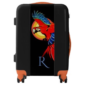 Colorful Parrot with (or without) Monogram Luggage