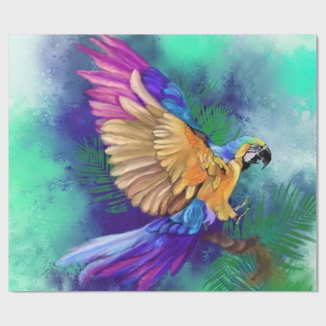 Colorful Parrot Wrapping Paper (Flat)