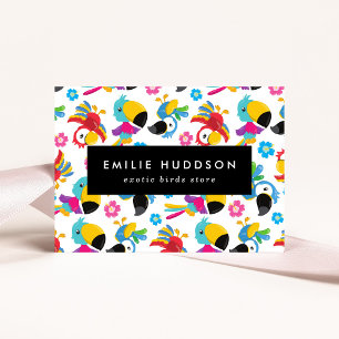 Colorful Parrots, Flowers, Pet Shop, Bird Store Business Card