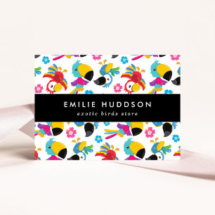 Colorful Parrots, Flowers, Pet Shop, Bird Store Business Card