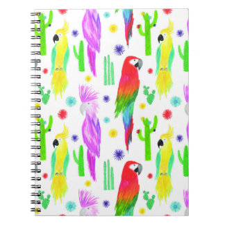 Colorful parrots, hand-drawn pattern. notebook