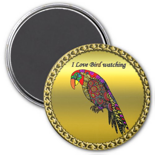 Colorful Parrots in abstract yellow red green blue Magnet