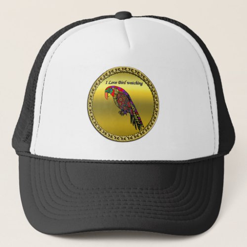 Colorful Parrots in abstract yellow red green blue Trucker Hat
