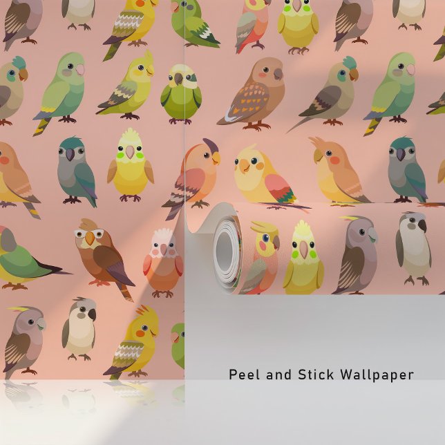 Colorful Parrots on Peach Wallpaper (Creator Uploaded)