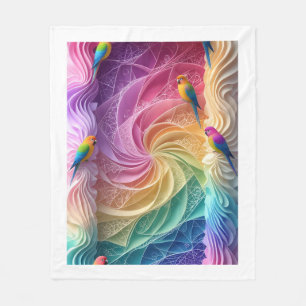 Colorful Parrots Pastel Swirl Art Fleece Blanket