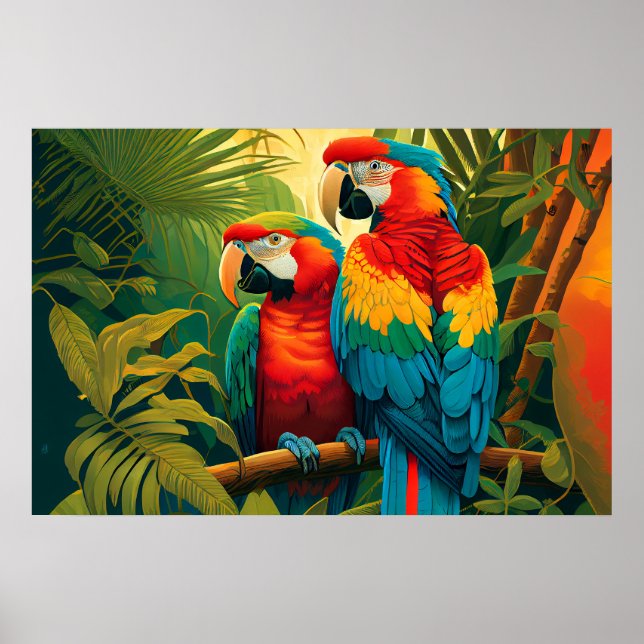 Colorful Parrots Poster (Front)