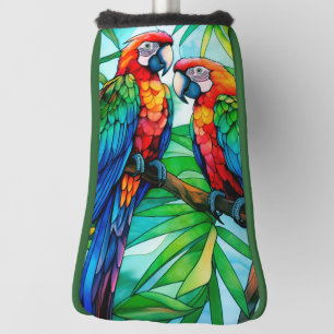 Colorful Parrots Stained Glass Golf Head Cover