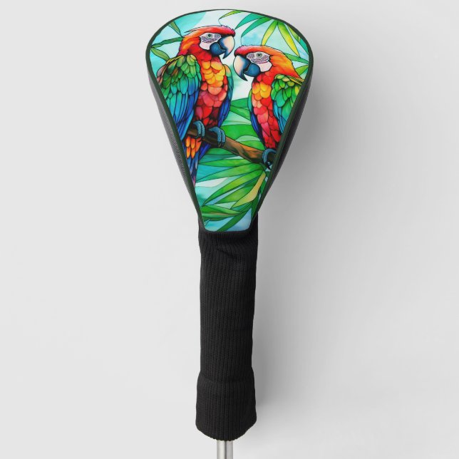 Colorful Parrots Stained Glass Golf Head Cover (Front)