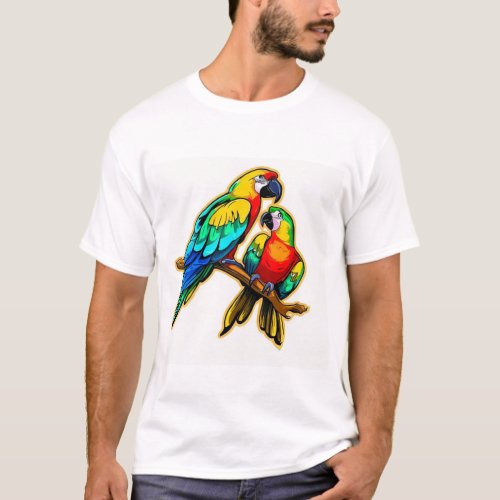 Colorful Parrots T_Shirt