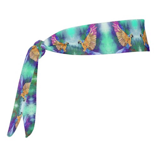 Colorful Parrots Tie Headband _ Painting