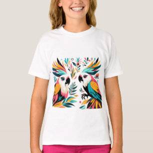 Colorful Parrots Tropical Art T-Shirt