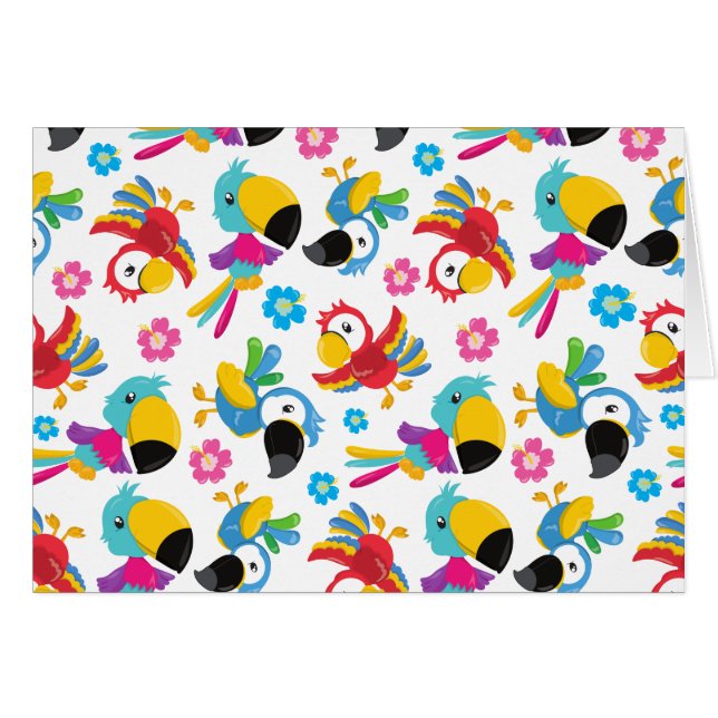 Colorful Parrots, Tropical Parrots, Birds, Flowers (Front Horizontal)