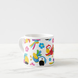 Colorful Parrots, Tropical Parrots, Birds, Flowers Espresso Cup