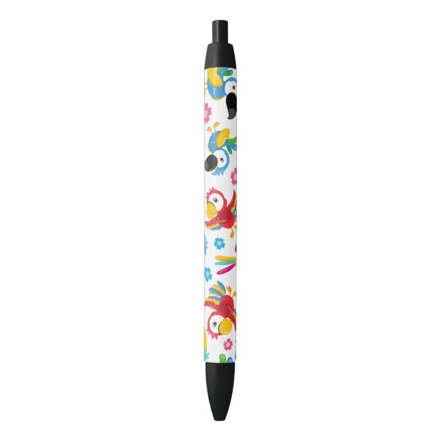 Colorful Parrots, Tropical Parrots, Birds, Flowers Pen (Front Vertical)
