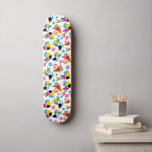 Colorful Parrots Tropical Parrots Birds Flowers Skateboard