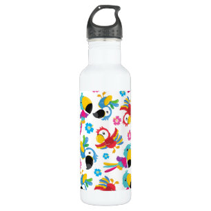 Colorful Parrots, Tropical Parrots, Birds, Flowers Stainless Steel Water Bottle
