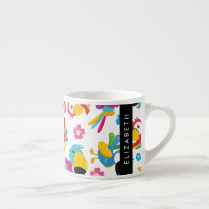 Colorful Parrots, Tropical Parrots, Your Name Espresso Cup