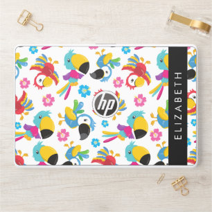 Colorful Parrots, Tropical Parrots, Your Name HP Laptop Skin
