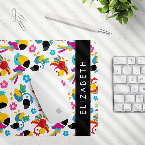 Colorful Parrots Tropical Parrots Your Name Mouse Pad